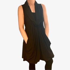Sunlight Paris Black Draped Tamise Tank Dress
